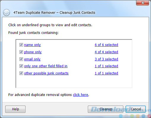 Tìm kiếm và loại bỏ địa chỉ liên lạc rác
