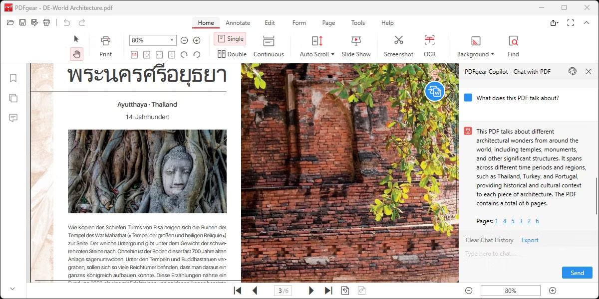 PDFgear AI Co-Pilot tóm tắt một file PDF
