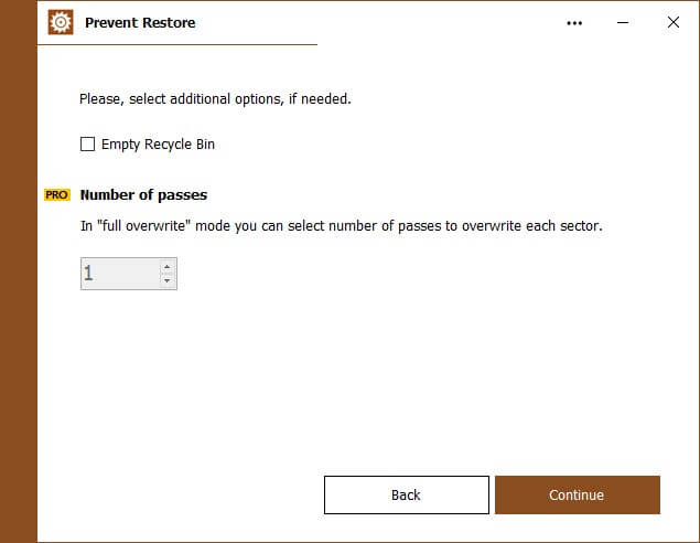 Prevent Restore giúp xoá dữ liệu hoàn toàn triệt để