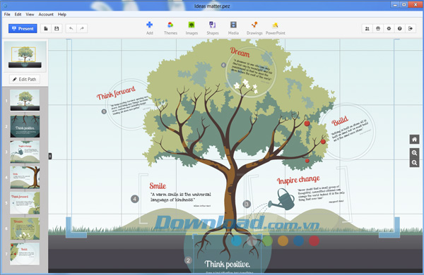 Giao diện chính Prezi Desktop