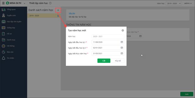 Tạo năm học mới