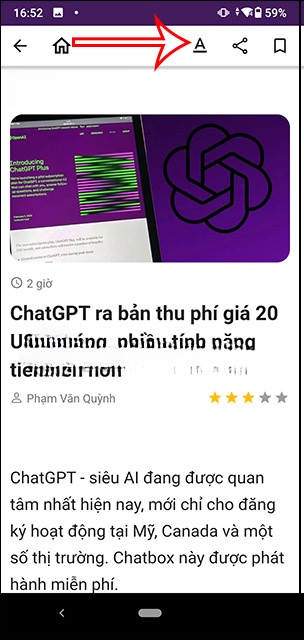 Giao diện đọc trên app QuanTriMang.com