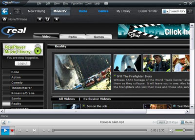 Giao diện Realplayer