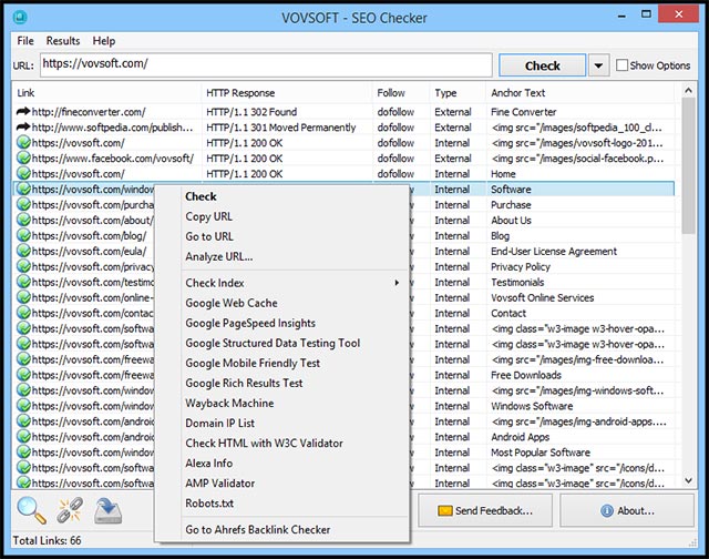 Giao diện chính của phần mềm SEO Checker