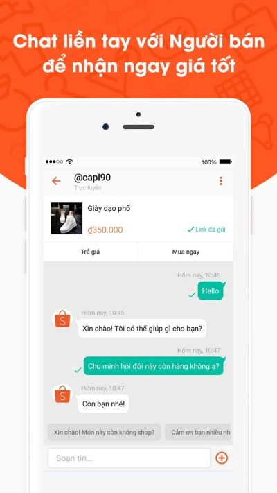 Chat với người bán để nhận giá tốt hơn trên Shopee