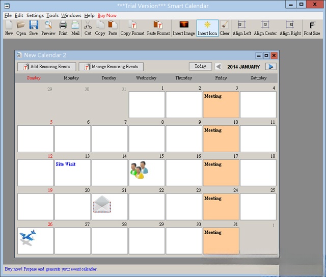 Giao diện của phần mềm lịch Smart Calendar
