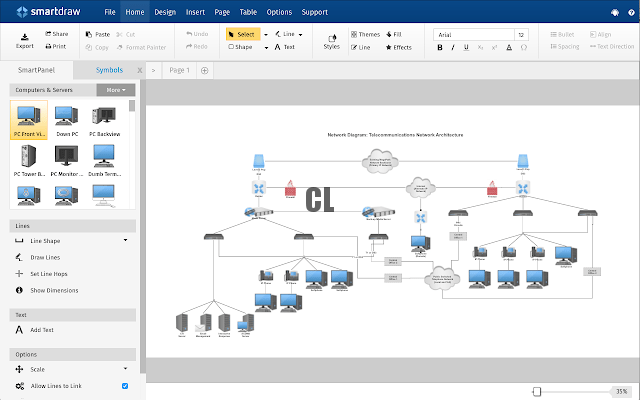 Giao diện của phần mềm Smart Draw 2020 mới nhất