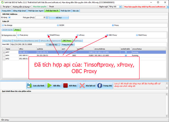 Giao diện chi tiết Soft Việt SEO & Kéo Traffic