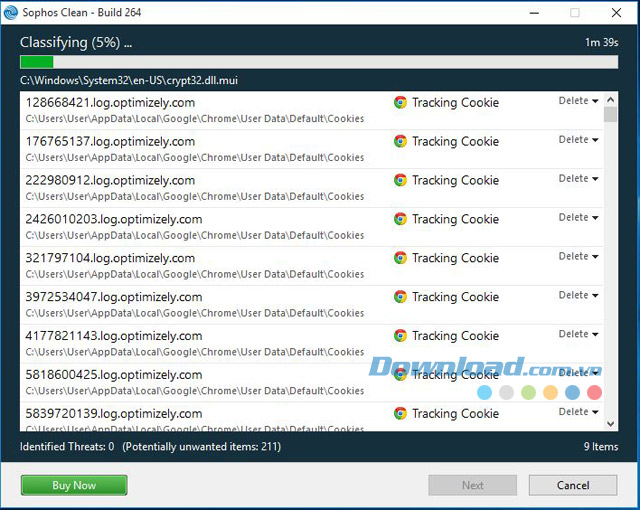 Xem kết quả quét phần mềm độc hại trong ứng dụng bảo mật Sophos Clean cho máy tính