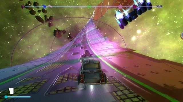 Tham gia vào các vòng đua quyết liệt trên vũ trụ trong game đua xe Space Ribbon cho máy tính, Mac và Linux