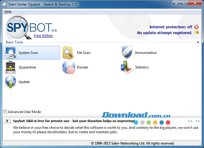 Spybot Search and Destroy trên Windows 7 Spybot Search and Destroy phiên bản mới nhất