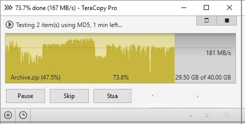 Giao diện chính của TeraCopy