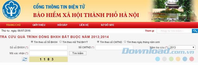 Tra cứu quá trình đóng BHXH