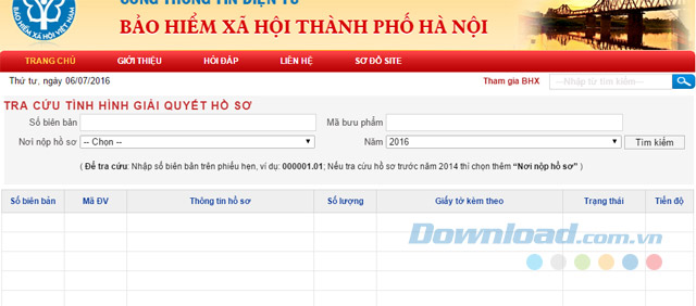 Tra cứu hình hình giải quyết BHXH