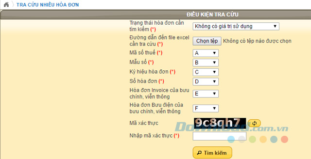 Tra cứu nhiều hóa đơn