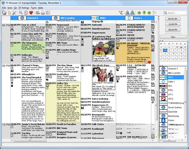 Giao diện phần mềm TV-Browser
