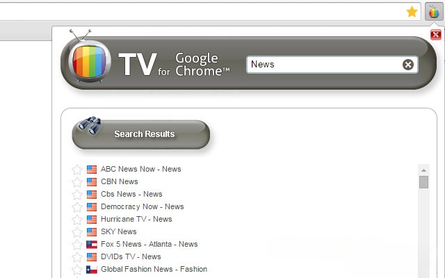 Giao diện chính của TV for Google Chrome