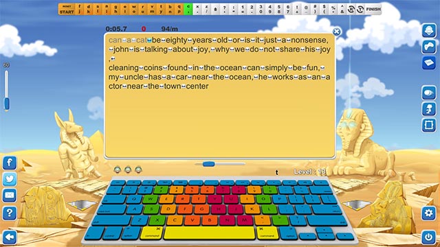 Tốc độ đánh máy và sự chính xác sẽ được cải thiện từ từ khi bé làm quen với Typing Finger LT