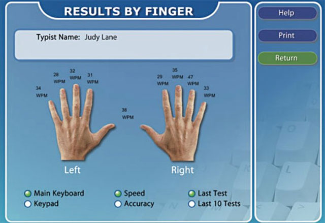 Vị trí đặt ngón tay trên Typing Quick & Easy