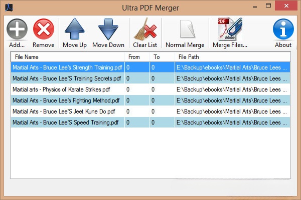 Giao diện phần mềm Ultra PDF Merger