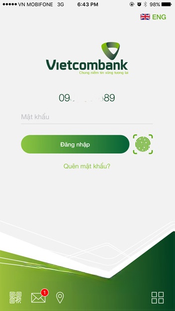 Giao diện chính của Vietcombank Giao diện chính của Vietcombank