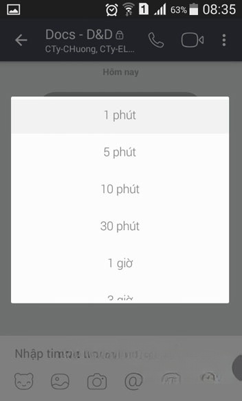 Thiết lập thời gian tự hủy
