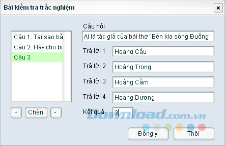 Bài kiểm tra trắc nghiệm