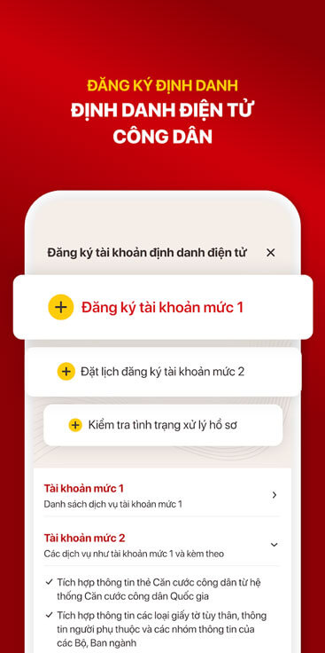 Giao diện đăng nhập tài khoản tại trang web VNeID