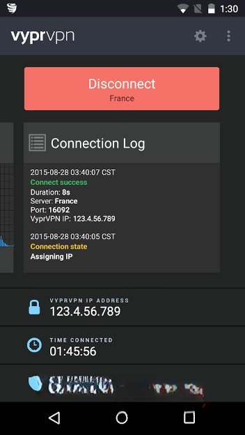 Bản ghi dữ liệu của VyprVPN