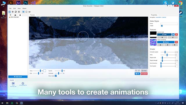 Wallpaper Engine cung cấp hàng loạt công cụ thiết kế hình nền chuyên nghiệp