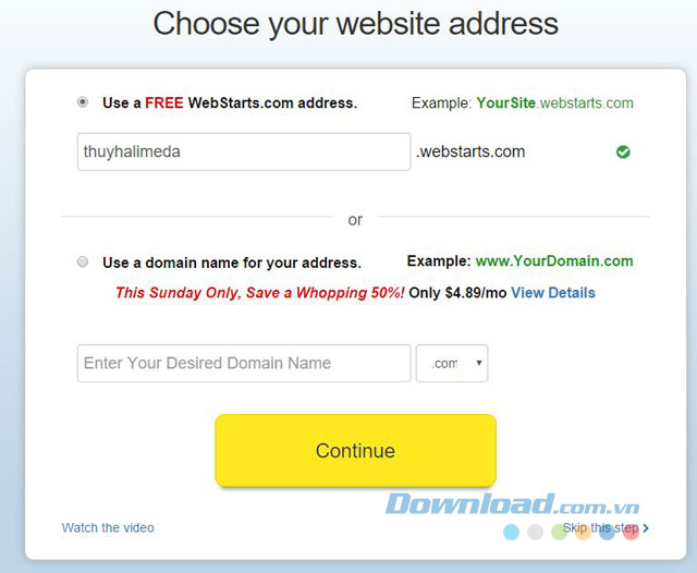 Tạo domain miễn phí hoặc trả phí
