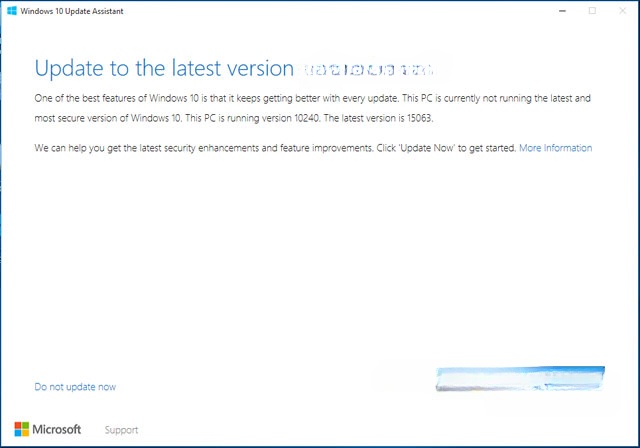 Giao diện chính của ứng dụng Windows 10 Update Assistant cho máy tính