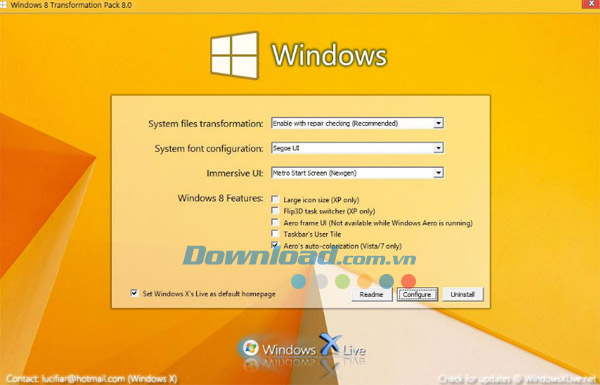 Thưởng thức giao diện Windows 8 trên các hệ điều hành khác Windows 8 Transformation Pack