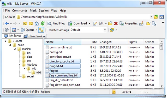 Giao diện của WinSCP