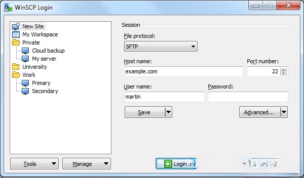 Đăng nhập WinSCP