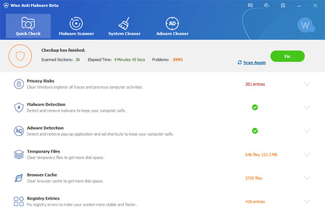 Phần mềm bảo mật máy tính trong thời gian thực - Wise Anti Malware
