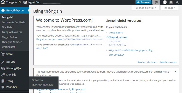 Giao diện quản trị của WordPress Giao diện quản trị của WordPress