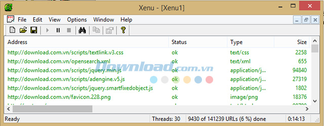 Giao diện của Xenu's Link Sleuth