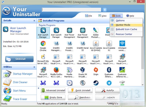 Hunter Mode của Your Uninstaller