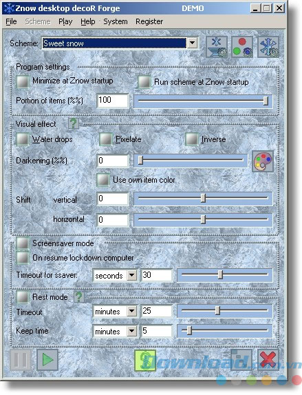 Cài đặt Znow Desktop Decoration