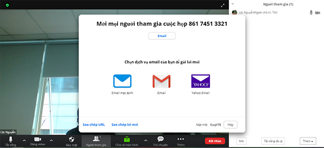 Gửi lời mời họp Zoom bằng ID cuộc họp và mật khẩu